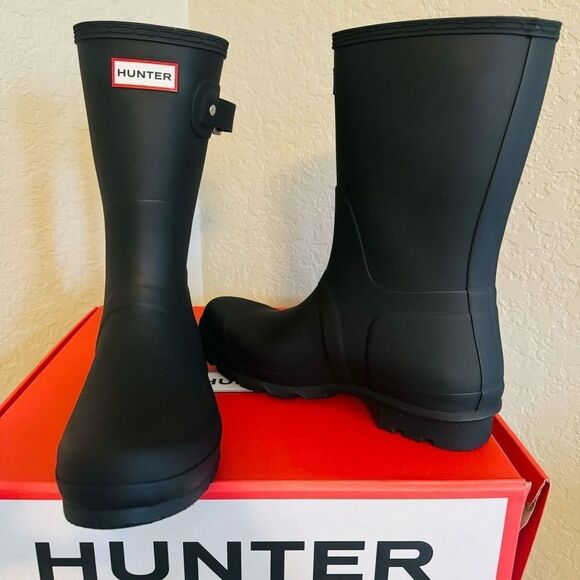 HUNTER Original Short Waterproof Rain Boot, Rubber Black, Size 12, NWT - Picture 10 of 17